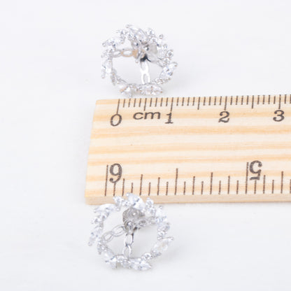 e010816 S925 pearl earring 925 sterling silver DIY 7-8mm Natural Freshwater pearl stud earring for women