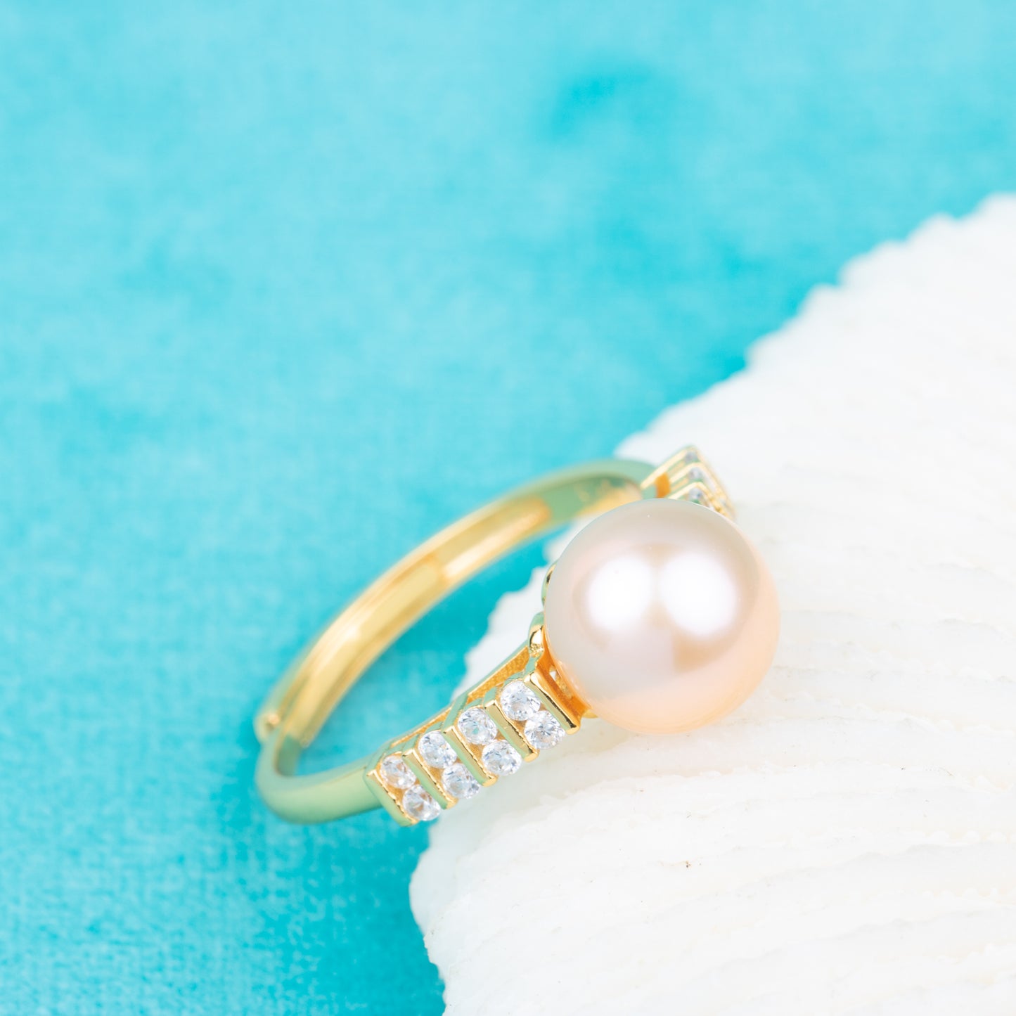 r010851 DIY 7-8mm Natural Freshwater pearl Ring accessory 925 sterling silver Adjustable size engagement jewelry ring for women