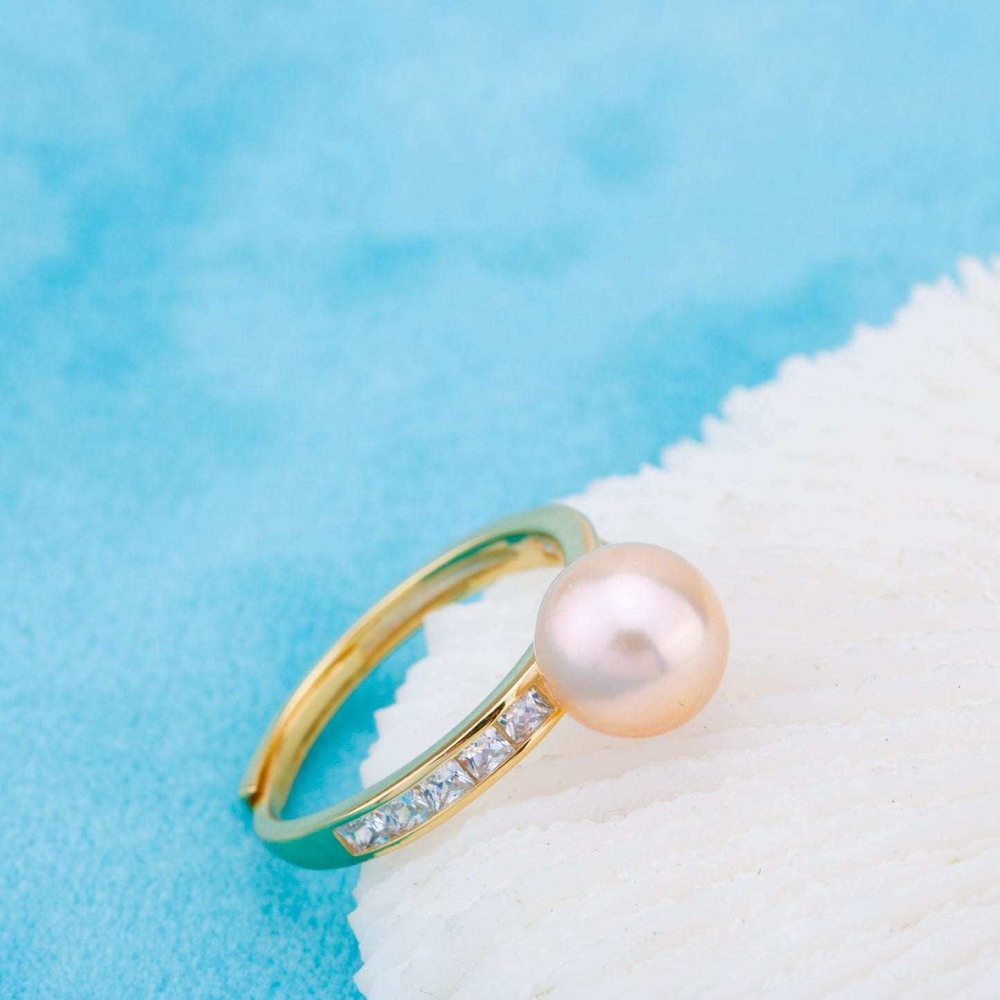 r010905 DIY 6-8mm Natural Freshwater pearl Ring accessory 925 sterling silver Adjustable size engagement jewelry ring for women