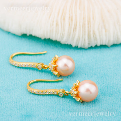 e010852 S925 pearl earring 925 sterling silver DIY 7-8mm Natural Freshwater pearl stud earring for women