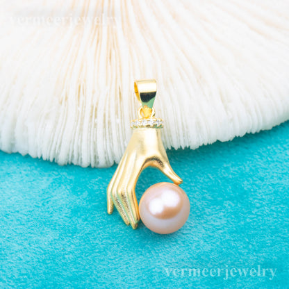 P030923 DIY 7-9mm Natural Freshwater pearl pendant accessory 925 sterling silver engagement jewelry necklace for women