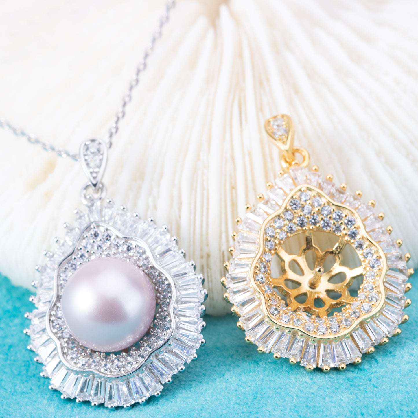 Pe010999  DIY 9-12mm Natural Freshwater pearl pendant accessory 925 sterling silver engagement jewelry necklace for women