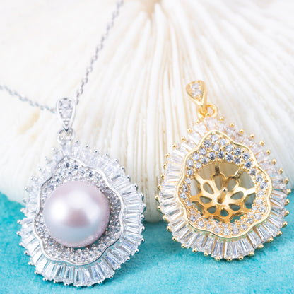 Pe010999  DIY 9-12mm Natural Freshwater pearl pendant accessory 925 sterling silver engagement jewelry necklace for women