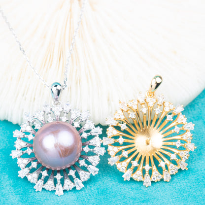 Pe01971  DIY 9-12mm Natural Freshwater pearl pendant accessory 925 sterling silver engagement jewelry necklace for women