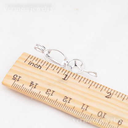 C030083 sterling silver Freshwater pearl cage pendant necklace jewelry locket for pearl party