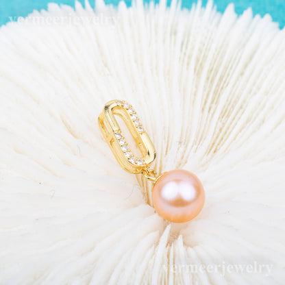 P010847 DIY 7-9mm Natural Freshwater pearl pendant accessory 925 sterling silver engagement jewelry necklace for women