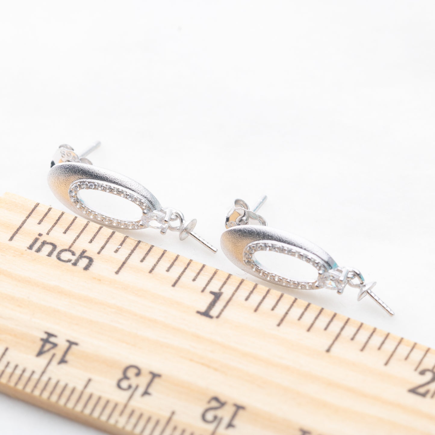 e010827S925 pearl earring 925 sterling silver DIY 7-8mm Natural Freshwater pearl stud earring for women