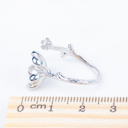 r010838 DIY 7-8mm Natural Freshwater pearl Ring accessory 925 sterling silver Adjustable size engagement jewelry ring for women