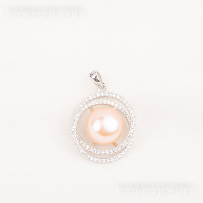 Pe010788 DIY 9-12mm Natural Freshwater pearl pendant accessory 925 sterling silver engagement jewelry necklace for women