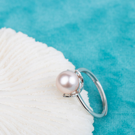 r100677 DIY 7-8mm Natural Freshwater pearl Ring accessory 925 sterling silver Adjustable size engagement jewelry ring for women