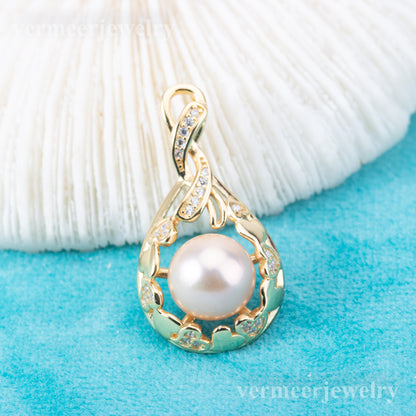 P010989 DIY 6-8mm Natural Freshwater pearl pendant accessory 925 sterling silver engagement jewelry necklace for women