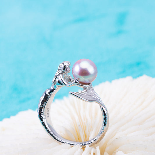 sr070885  DIY 6-8mm Natural Freshwater pearl Ring accessory 925 sterling silver Sized ring engagement jewelry ring for women