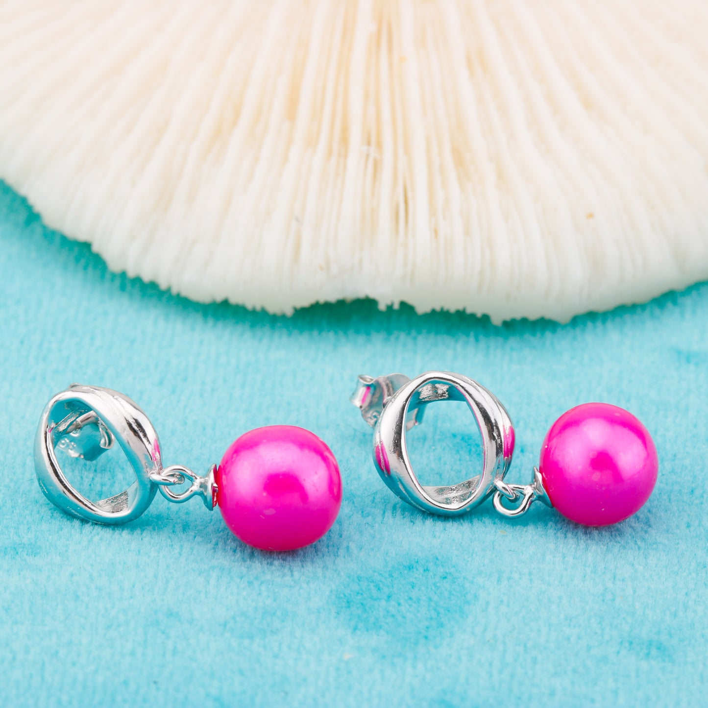 e010869 S925 pearl earring 925 sterling silver DIY 7-8mm Natural Freshwater pearl stud earring for women