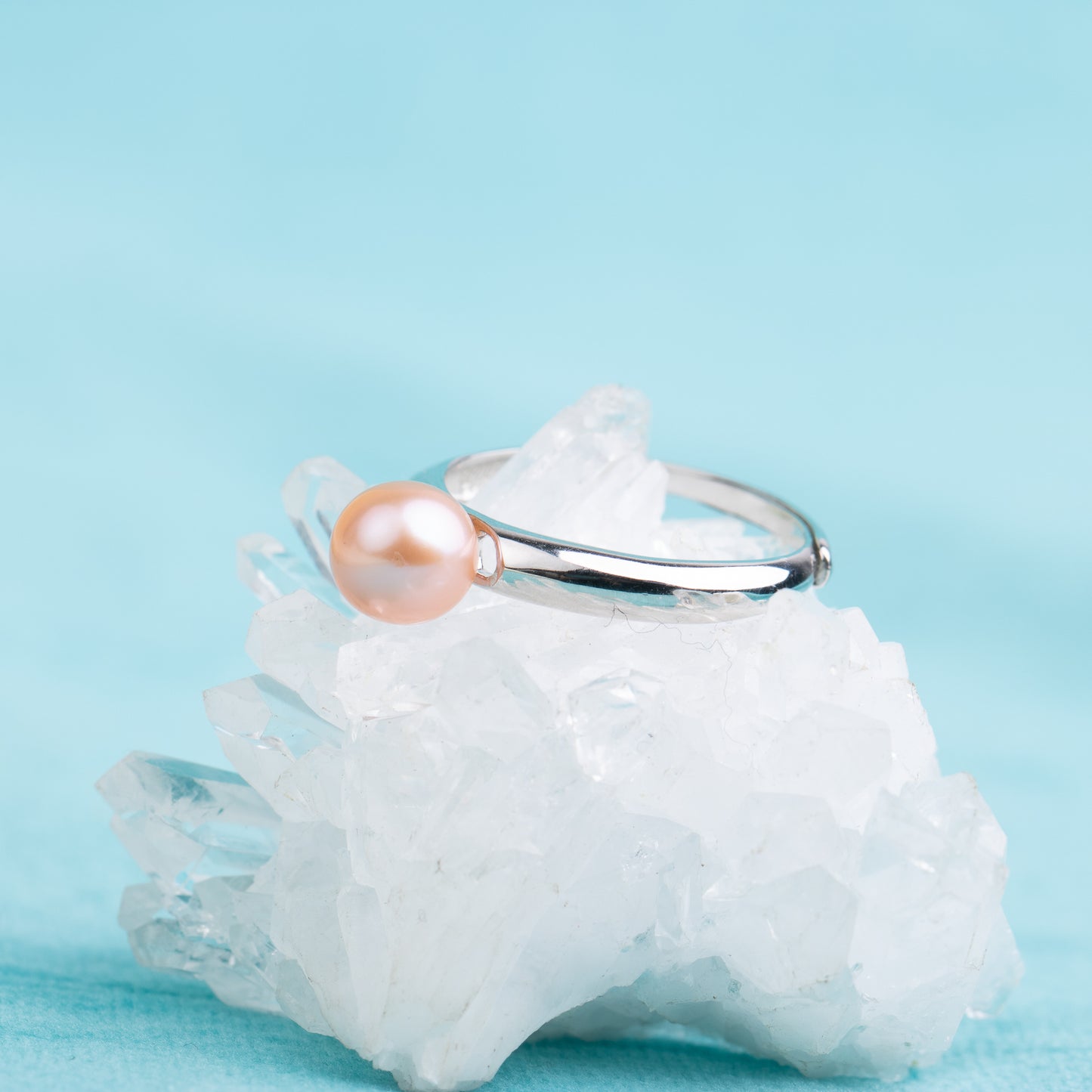 r020390 DIY 7-8mm Natural Freshwater pearl Ring accessory 925 sterling silver Adjustable size engagement jewelry ring for women