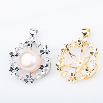 P010870 DIY 9-12mm Natural Freshwater pearl pendant accessory 925 sterling silver engagement jewelry necklace for women