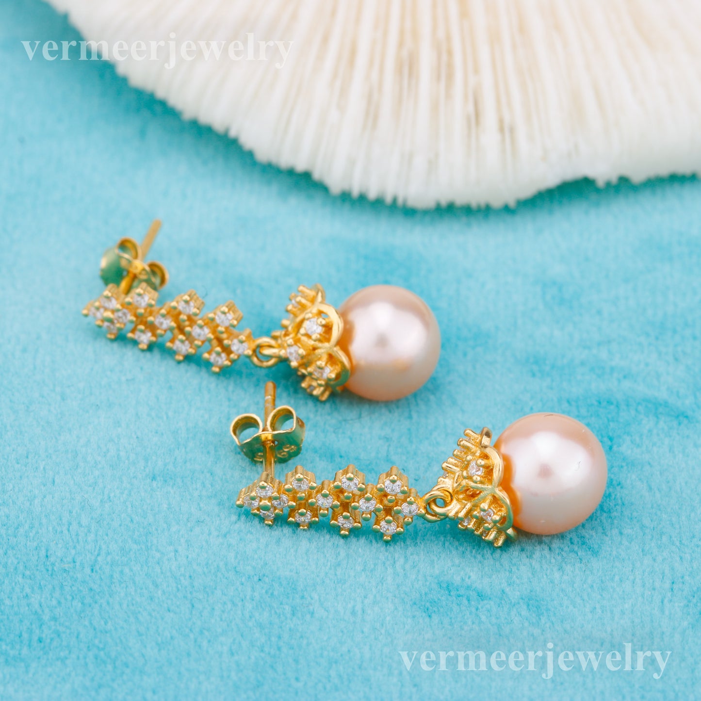 e010892 S925 pearl earring 925 sterling silver DIY 7-8mm Natural Freshwater pearl stud earring for women