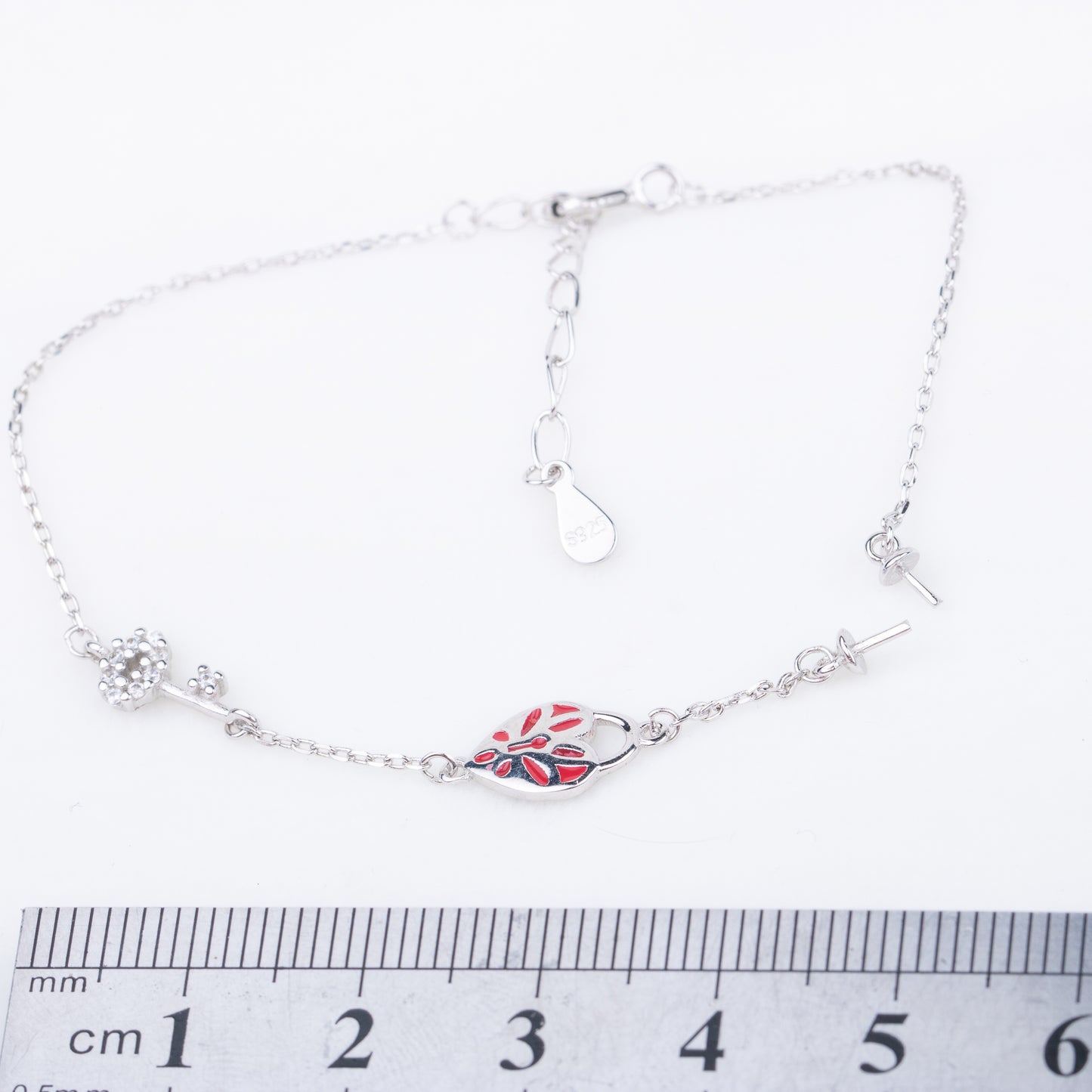 b010196 DIY 7-8mm Natural Freshwater pearl bracelet accessory 925 sterling silver adjustable chain bracelet for women