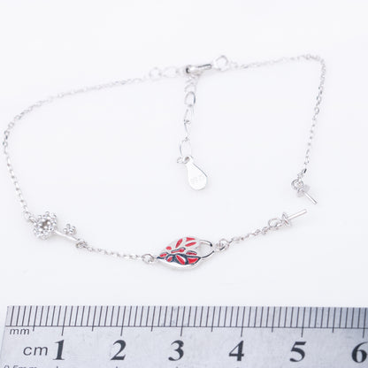 b010196 DIY 7-8mm Natural Freshwater pearl bracelet accessory 925 sterling silver adjustable chain bracelet for women