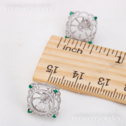 e010895 S925 pearl earring 925 sterling silver DIY 7-8mm Natural Freshwater pearl stud earring for women