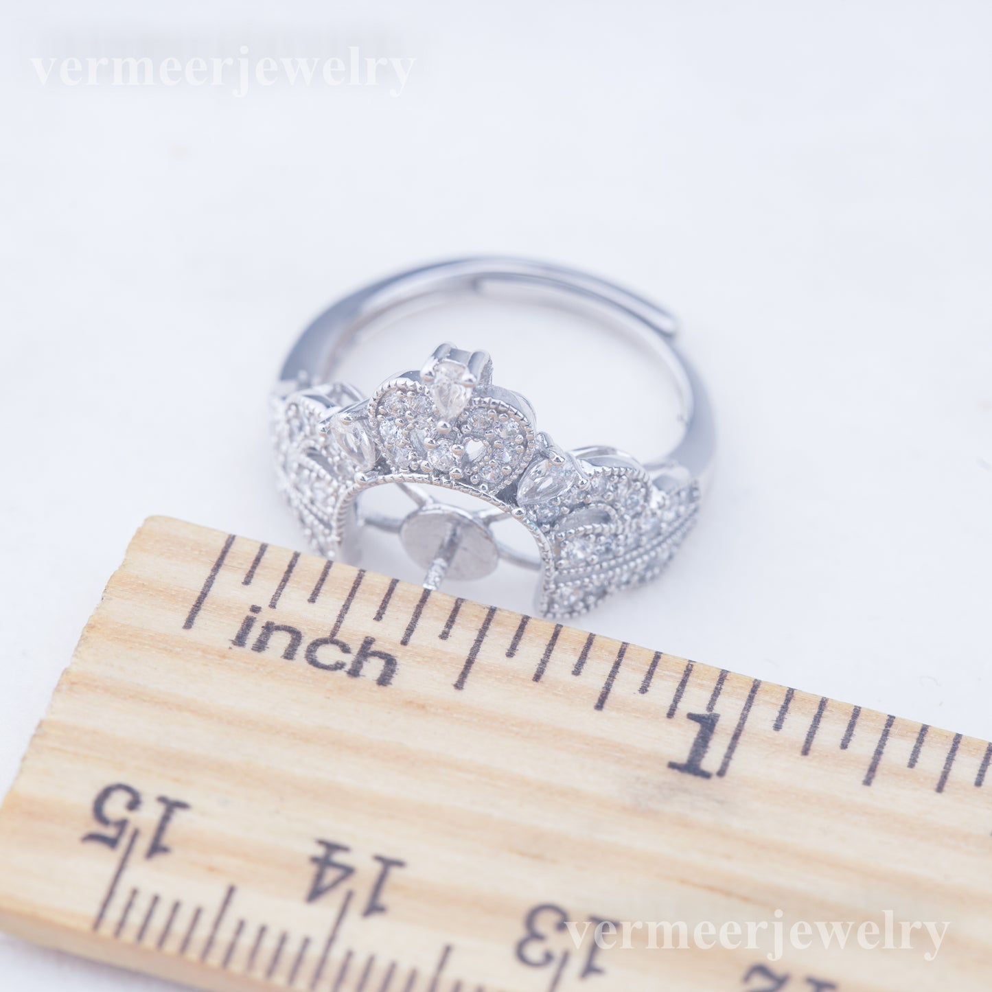 re070946 DIY 9-11mm Natural Freshwater pearl Ring accessory 925 sterling silver Adjustable size engagement ring for women