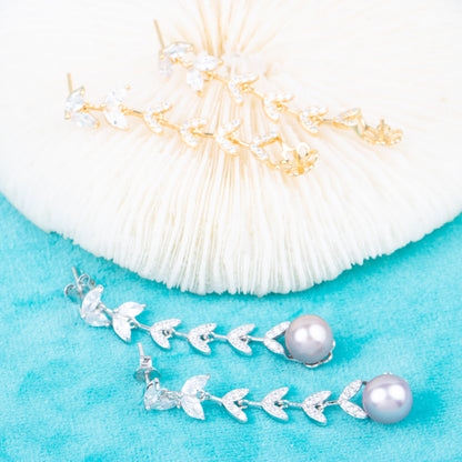 e010813 S925 pearl earring 925 sterling silver DIY 7-8mm Natural Freshwater pearl stud earring for women