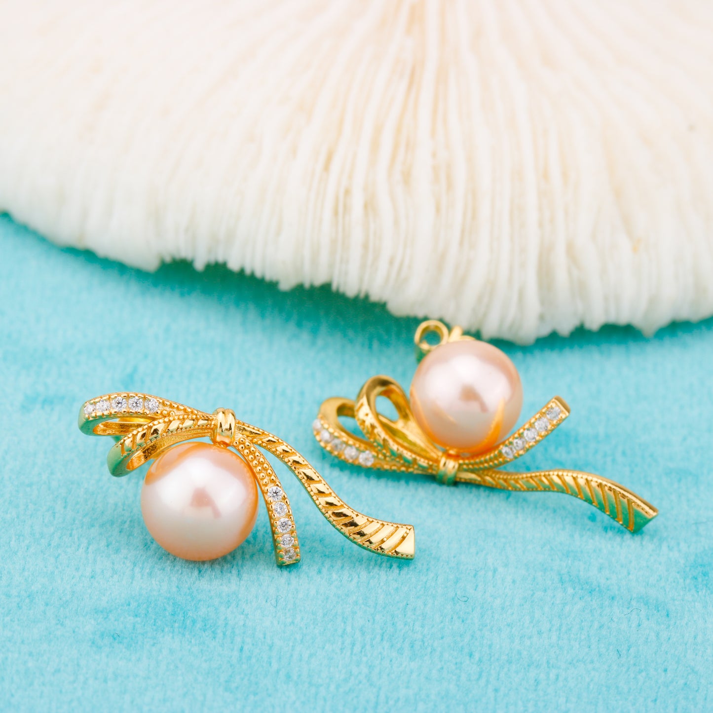 e010853 S925 pearl earring 925 sterling silver DIY 7-8mm Natural Freshwater pearl stud earring for women