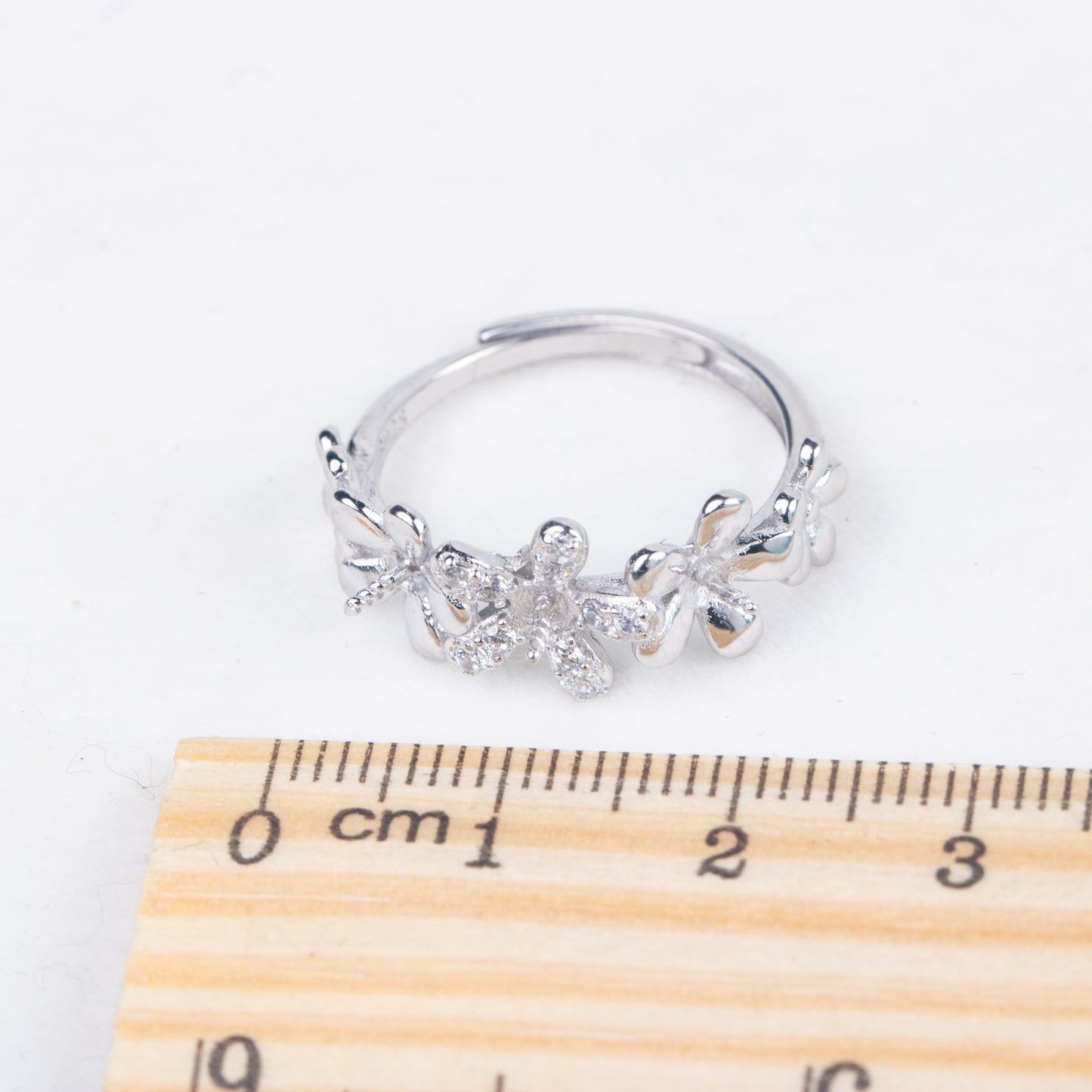 r040828 DIY 6-8mm Natural Freshwater pearl Ring accessory 925 sterling silver Adjustable size engagement jewelry ring for women