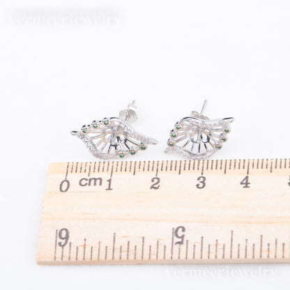 e010785 S925 pearl earring 925 sterling silver DIY 7-8mm Natural Freshwater pearl stud earring for women