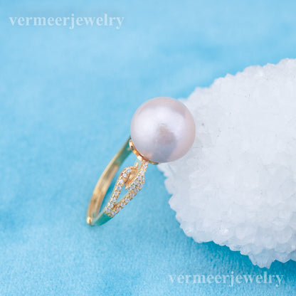 re010945 DIY 9-11mm Natural Freshwater pearl Ring accessory 925 sterling silver Adjustable size engagement ring for women