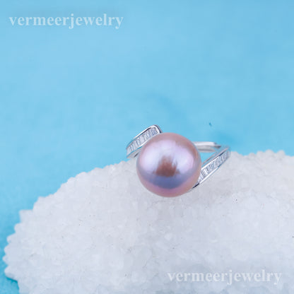re010960 DIY 9-11mm Natural Freshwater pearl Ring accessory 925 sterling silver Adjustable size engagement ring for women