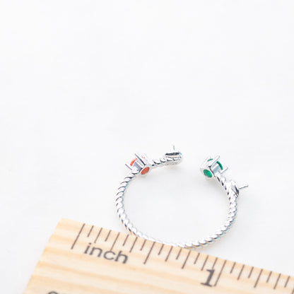 r010864 DIY 6-8mm Natural Freshwater pearl Ring accessory 925 sterling silver Adjustable size engagement jewelry ring for women