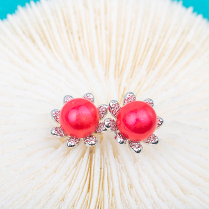 e010735 S925 pearl earring 925 sterling silver DIY 7-8mm Natural Freshwater pearl stud earring for women