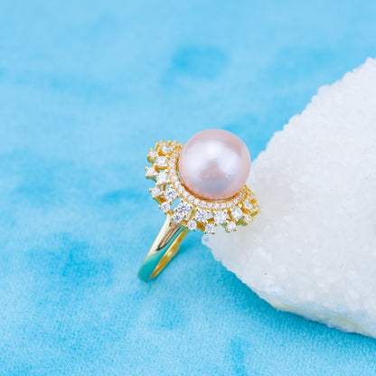 re010928 DIY 9-11mm Natural Freshwater pearl Ring accessory 925 sterling silver Adjustable size engagement ring for women