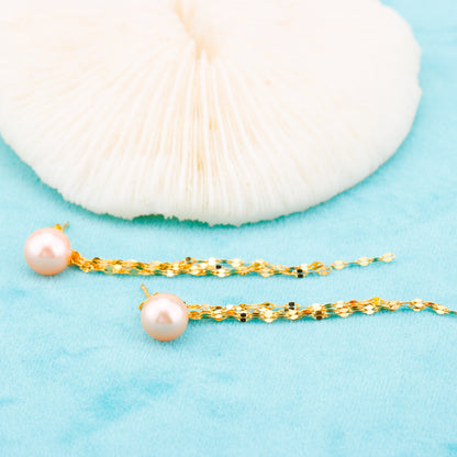 e010867 S925 pearl earring 925 sterling silver DIY 7-8mm Natural Freshwater pearl stud earring for women