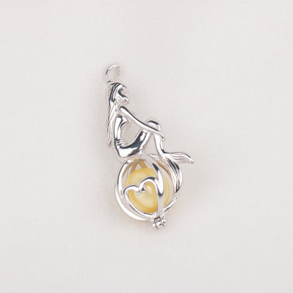 C030075 sterling silver mermaid shape Freshwater pearl cage pendant necklace jewelry locket for pearl party