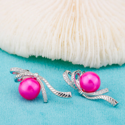 e010853 S925 pearl earring 925 sterling silver DIY 7-8mm Natural Freshwater pearl stud earring for women