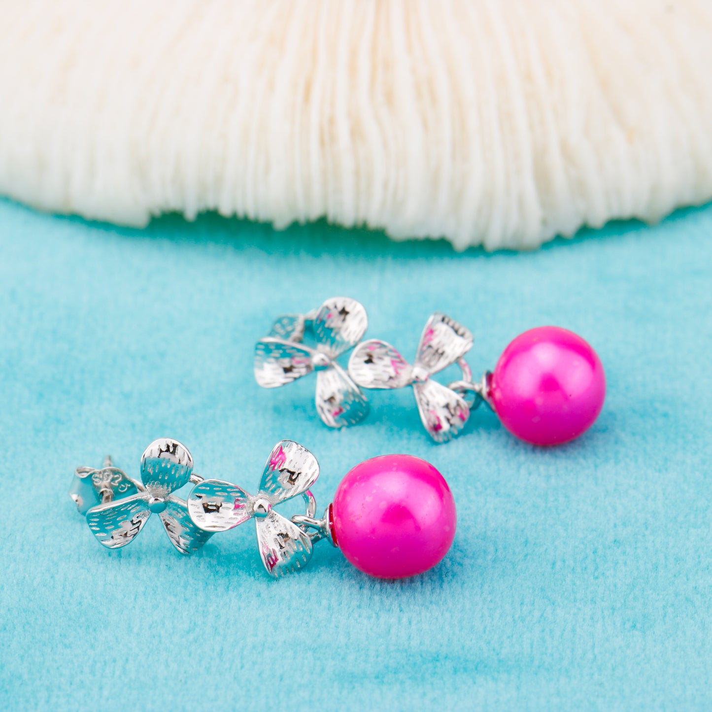 e010849 S925 pearl earring 925 sterling silver DIY 7-8mm Natural Freshwater pearl stud earring for women