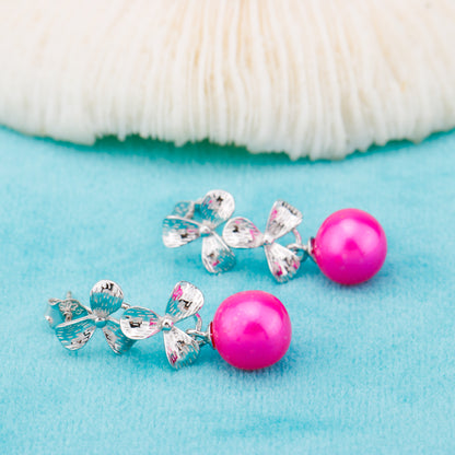 e010849 S925 pearl earring 925 sterling silver DIY 7-8mm Natural Freshwater pearl stud earring for women