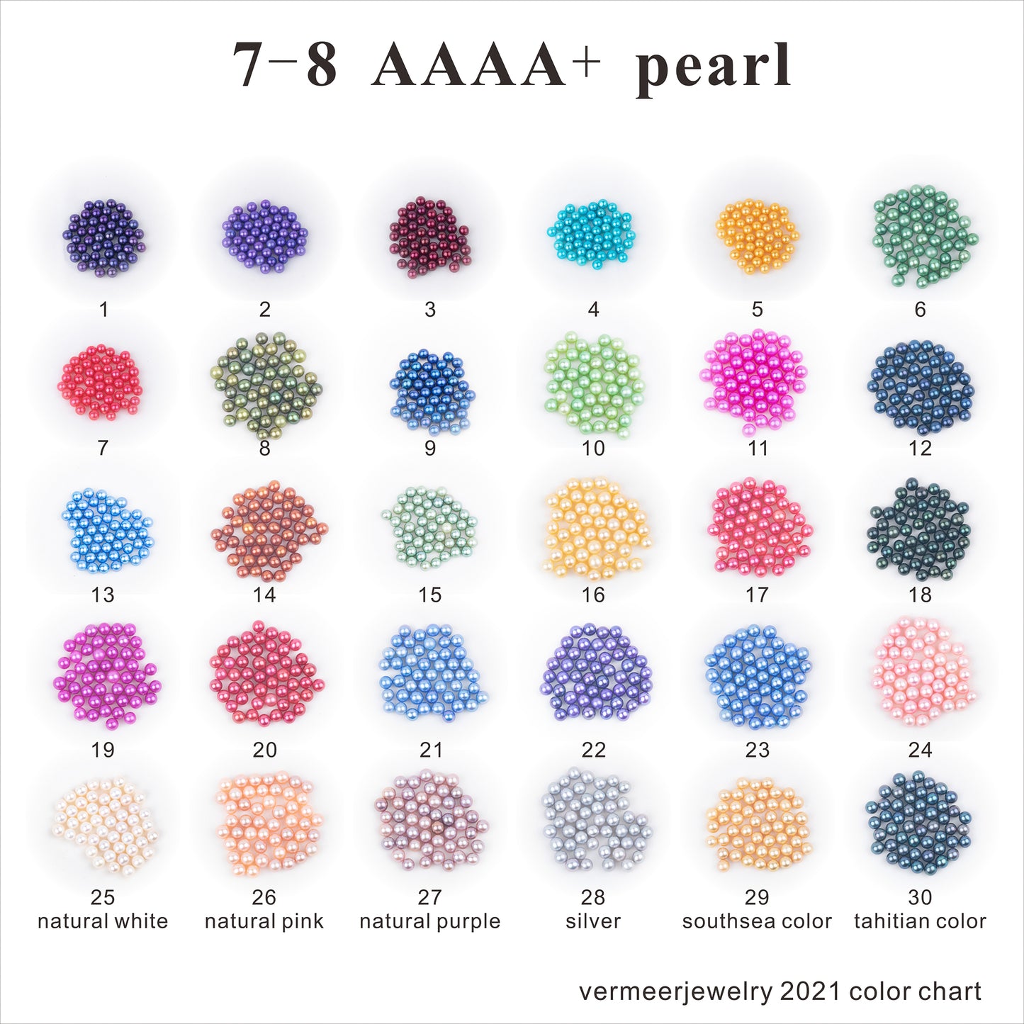 Wholesale 30colors 7-8mm AAAA+ grade loose freshwater pearl round shape no hole bead for pearl party