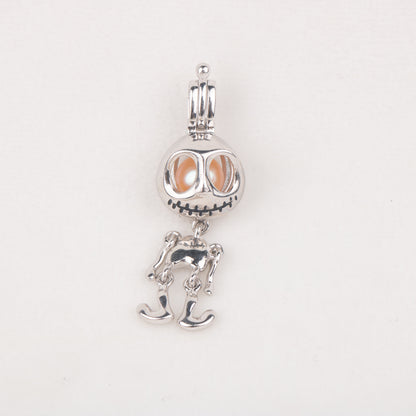 C030077 sterling silver skull shape Freshwater pearl cage pendant necklace jewelry locket for pearl party
