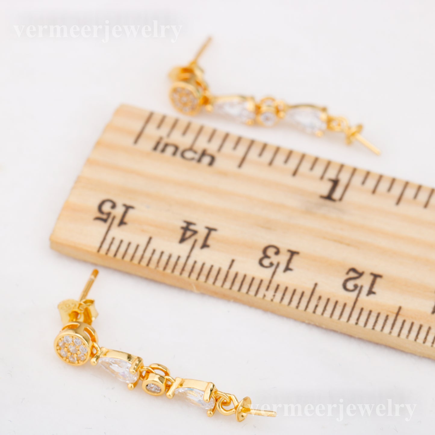 e010891 S925 pearl earring 925 sterling silver DIY 7-8mm Natural Freshwater pearl stud earring for women