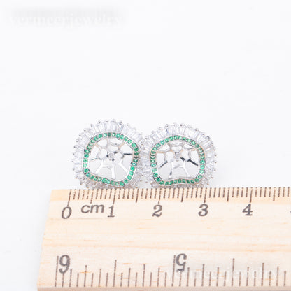 e010793 S925 pearl earring 925 sterling silver DIY 7-8mm Natural Freshwater pearl stud earring for women