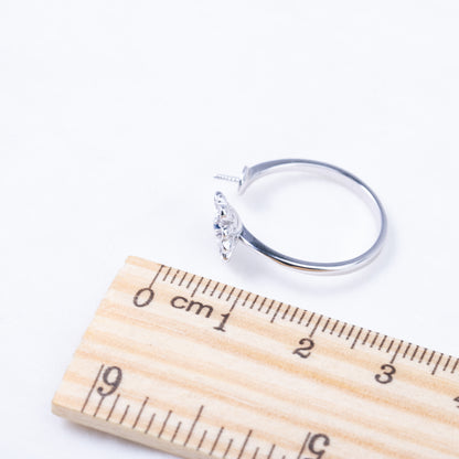 r010889 DIY 6-8mm Natural Freshwater pearl Ring accessory 925 sterling silver Adjustable size engagement jewelry ring for women