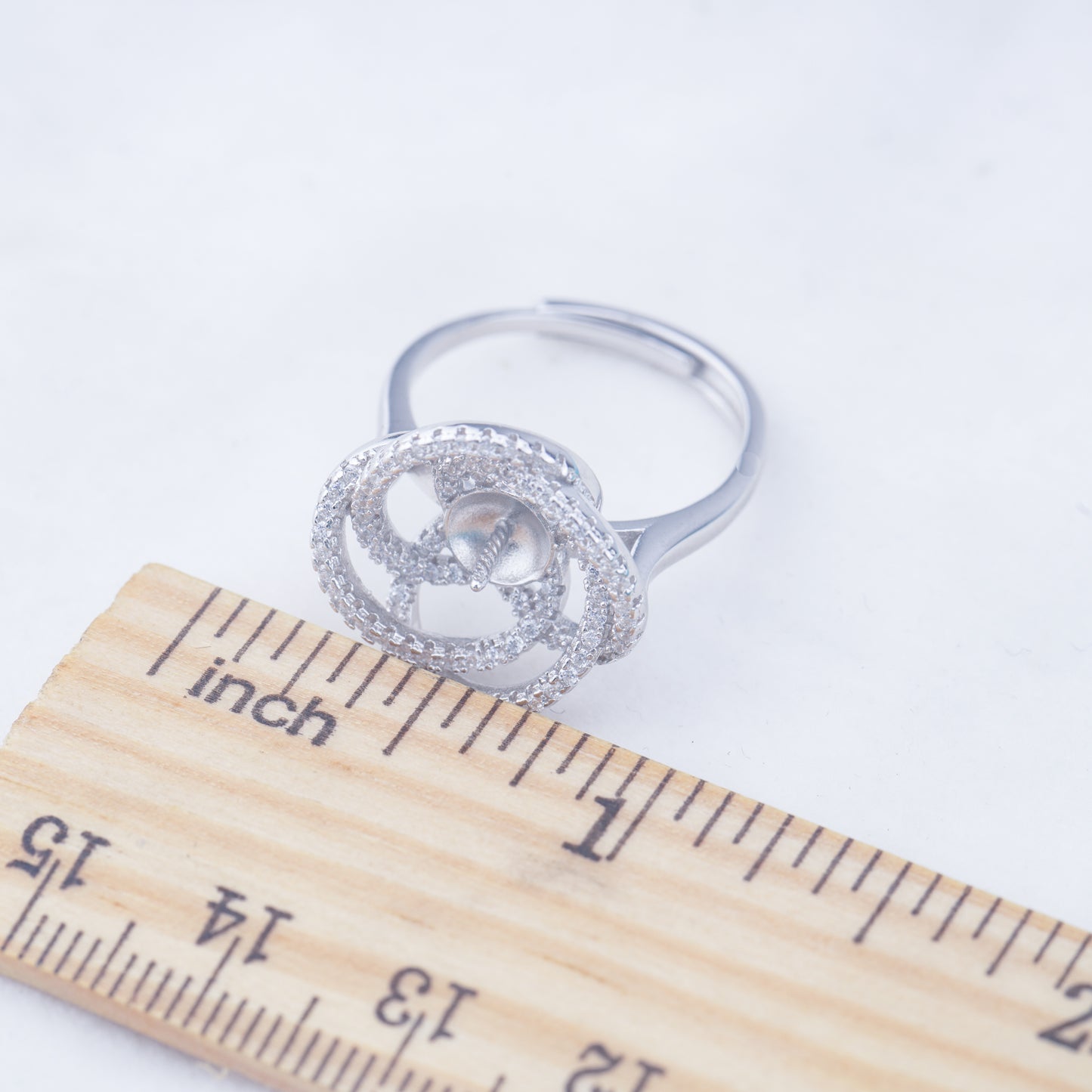 r010947 DIY 6-8mm Natural Freshwater pearl Ring accessory 925 sterling silver Adjustable size engagement jewelry ring for women