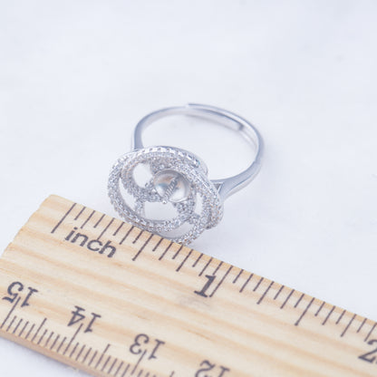 r010947 DIY 6-8mm Natural Freshwater pearl Ring accessory 925 sterling silver Adjustable size engagement jewelry ring for women