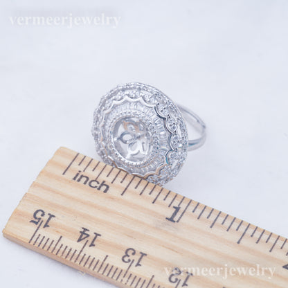 re010957 DIY 9-11mm Natural Freshwater pearl Ring accessory 925 sterling silver Adjustable size engagement ring for women
