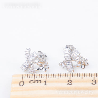 e010804 S925 pearl earring 925 sterling silver DIY 7-8mm Natural Freshwater pearl stud earring for women