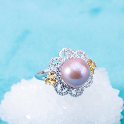 re010902 DIY 9-11mm Natural Freshwater pearl Ring accessory 925 sterling silver Adjustable size engagement ring for women