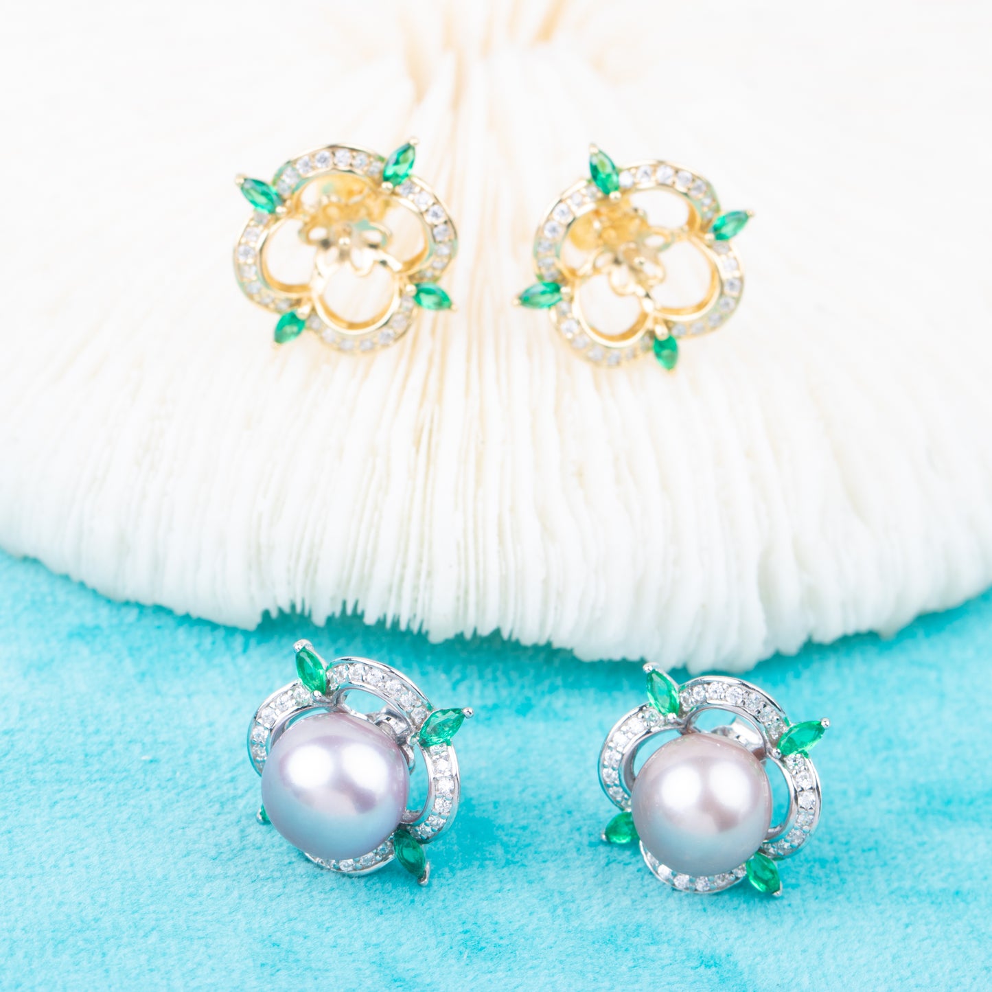 e010807 S925 pearl earring 925 sterling silver DIY 7-8mm Natural Freshwater pearl stud earring for women