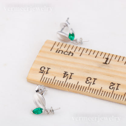 e010880 S925 pearl earring 925 sterling silver DIY 7-8mm Natural Freshwater pearl stud earring for women